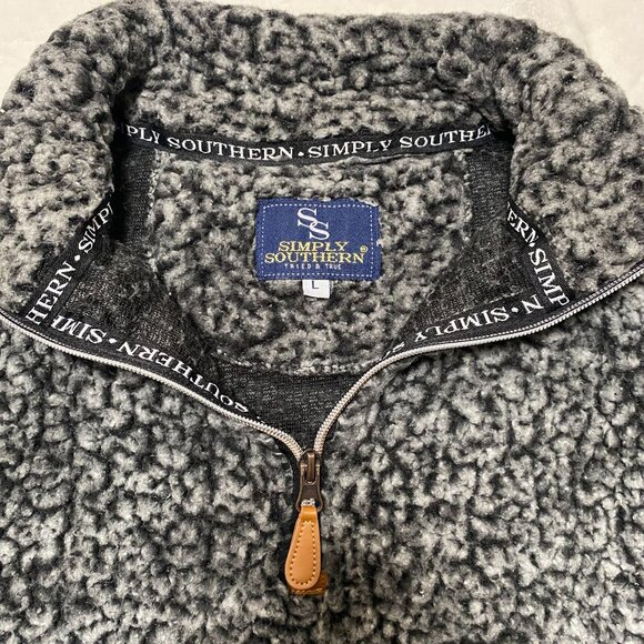 Simply Southern Pullover Women's Deep Pile Fleece 1/4 Zip Collared Large Gray - Picture 3 of 7